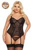 Корсет и стринги SoftLine Collection Brenda, черный, XXL 189419 - Секс шоп в Челябинске, интернет магазин интимных товаров | Мулен Руж