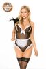 Костюм горничной SoftLine Collection Edna (боди, повязка на шею), черный, M/L 188117 - Секс шоп в Челябинске, интернет магазин интимных товаров | Мулен Руж