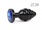 Втулка анальная BLACK PLUG SMALL (чёрная), L 71 мм D 29 мм, вес 60г, цвет кристалла синий ABCK-13-S - Секс шоп в Челябинске, интернет магазин интимных товаров | Мулен Руж