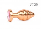 Втулка анальная GOLD PLUG SMALL (золотая), L 71 мм D 29 мм, вес 60г, цвет крист. розовыйAG-02-S - Секс шоп в Челябинске, интернет магазин интимных товаров | Мулен Руж