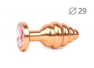 Втулка анальная GOLD PLUG SMALL (золотая), L 71 мм D 29 мм, вес 60г, цвет крист. розовыйAG-02-S - Секс шоп в Челябинске, интернет магазин интимных товаров | Мулен Руж