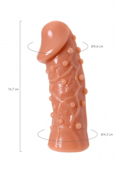 Насадка KOKOS с дополнительной стимуляцией, реалистичная,TPE, телесный, 14.7 см ES.06-M - Секс шоп в Челябинске, интернет магазин интимных товаров | Мулен Руж