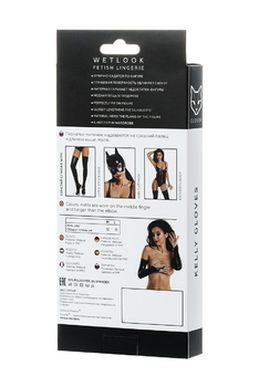 Перчатки-митенки Glossy KELLY из материала Wetlook выше локтя, черный, 955018-S - Секс шоп в Челябинске, интернет магазин интимных товаров | Мулен Руж