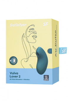 Вакуум-волновой стимулятор клитора с вибрацией Satisfyer Vulva Lover 2, силикон, синий, 11,9 см - Секс шоп в Челябинске, интернет магазин интимных товаров | Мулен Руж